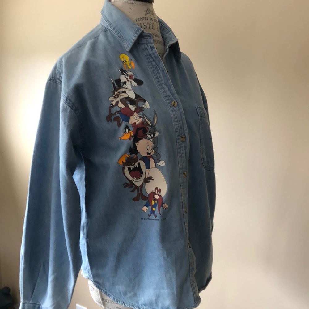 Denim Shirt, Looney Tunes, Light Blue (size medium)